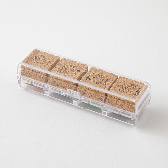 MIDORI Yuru Log Paintable Pre-inked Stamp Animal Poses