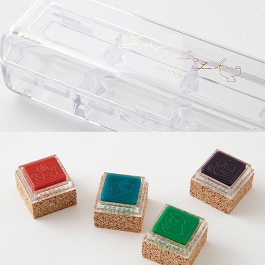 MIDORI Yuru Log Paintable Pre-inked Stamp Animal Poses