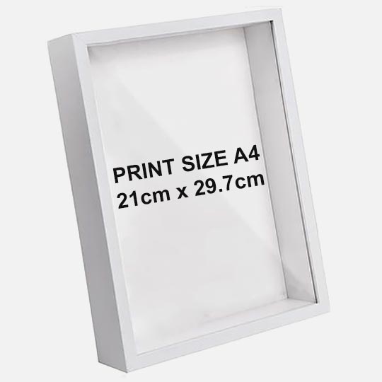 OVJ Wooden Shadow Box Picture Frame A4 White