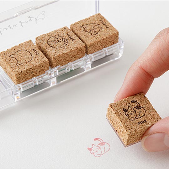 MIDORI Yuru Log Paintable Pre-inked Stamp Cat