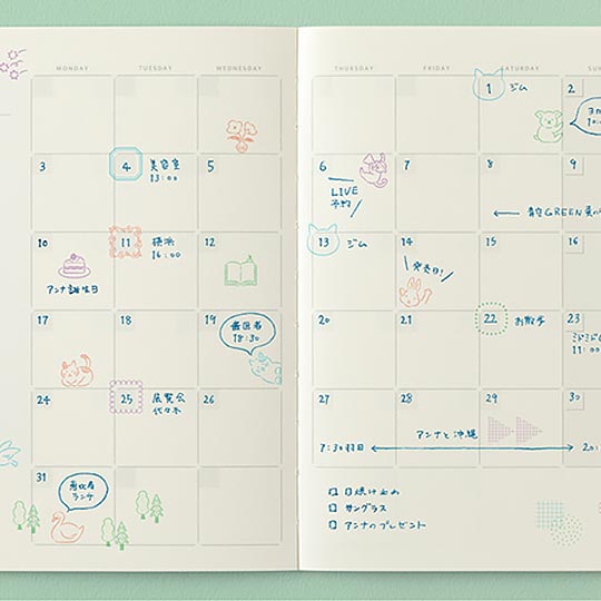 MIDORI Yuru Log Paintable Pre-inked Stamp Daily Life