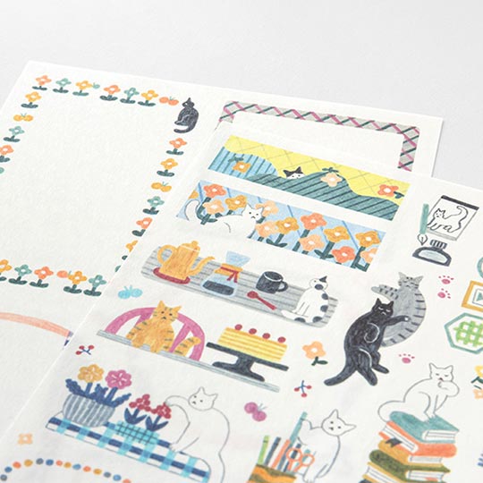 MIDORI Yuru Log Sticker Cat x 2