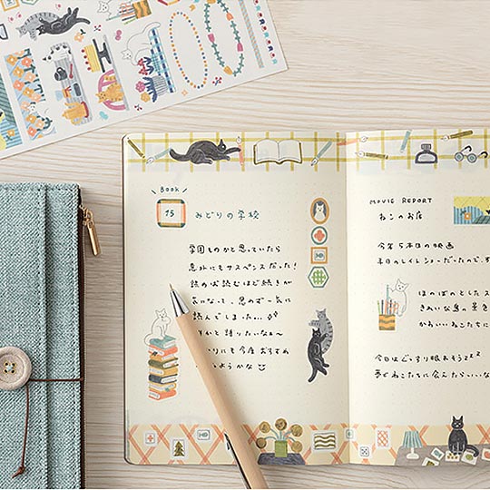 MIDORI Yuru Log Sticker Cat x 2