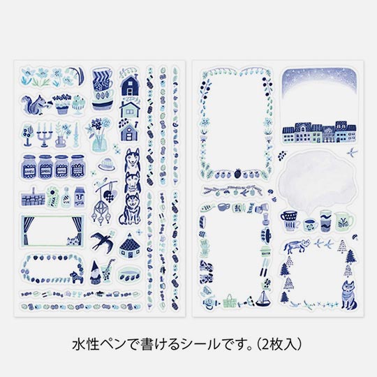 MIDORI Yuru Log Sticker Blue Nordic x 2