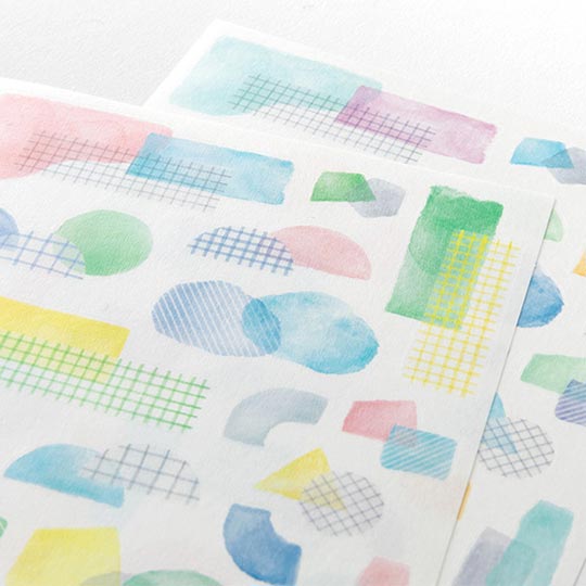 MIDORI Yuru Log Sticker Collage Watercolor Motif x 2