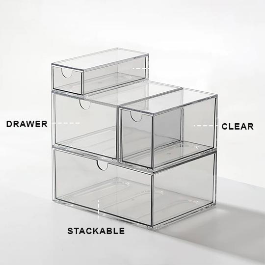 OVJ 4668 Modular Clear Plastic Storage Drawer (XL) 10cm x 15.3cm x 16.5cm