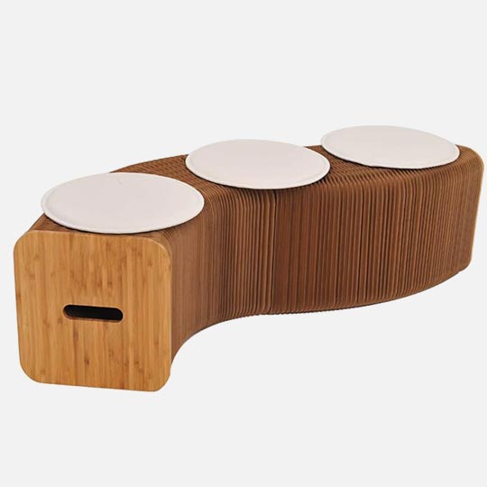 OVJ 6-Seater Honeycomb Accordion Bench Brown