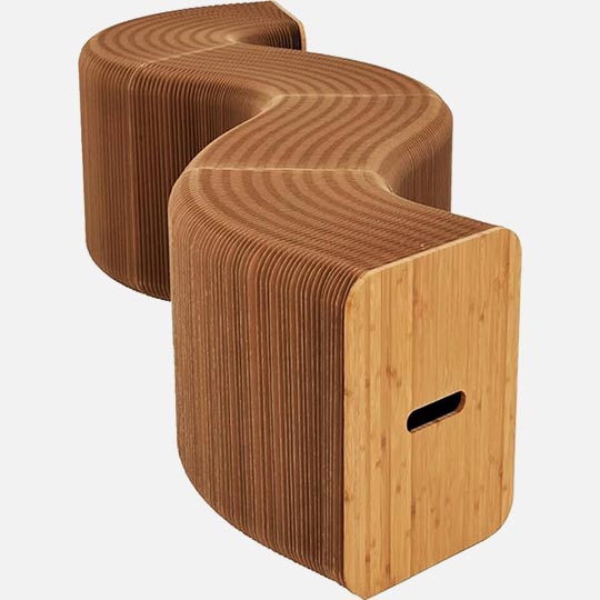 OVJ 6-Seater Honeycomb Accordion Bench Brown