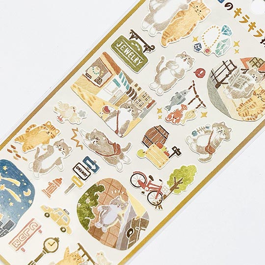 MIND WAVE Shinpasha's Picture Book Sticker Cat's Glitter Search