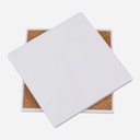 OVJ Ceramic Tile Coaster Matt White 10cm x 10cm (Cork Base Included)