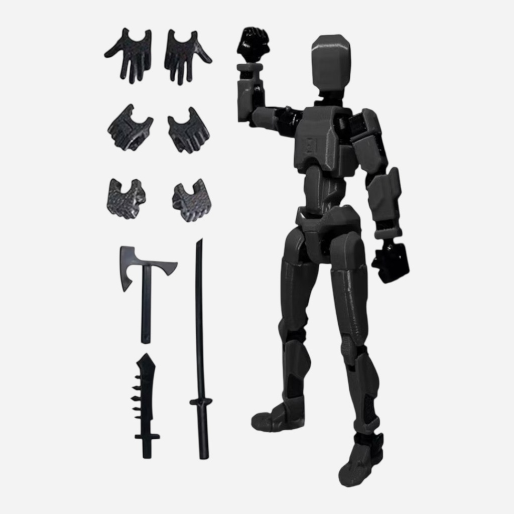 OVJ Stop Motion Plastic Action Figure Black (Assembly Guide Included)