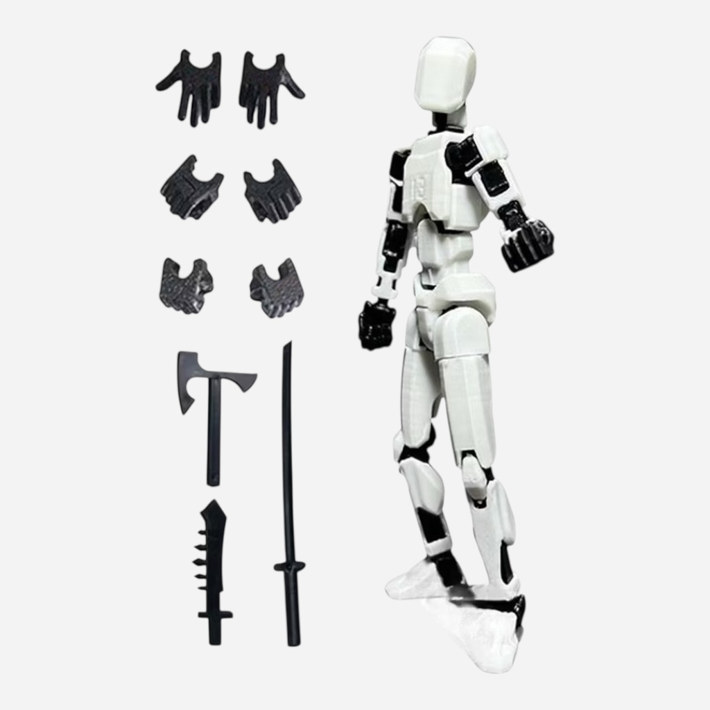 OVJ Stop Motion Plastic Action Figure Grey (Assembly Guide Included)