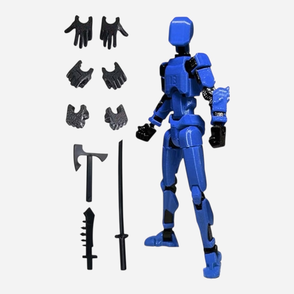 OVJ Stop Motion Plastic Action Figure Blue (Assembly Guide Included)