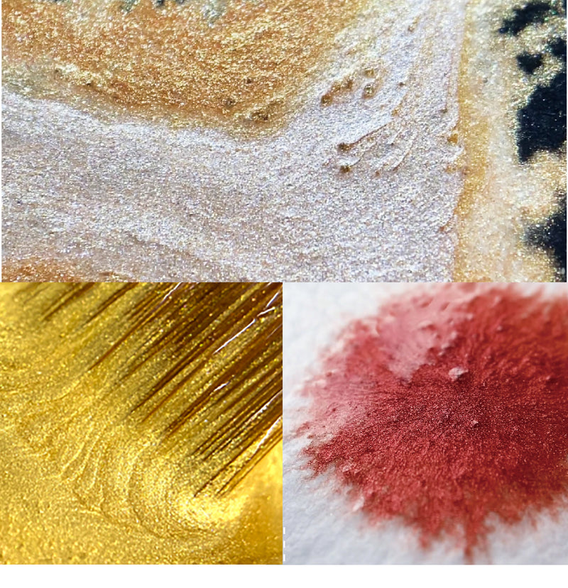 KURETAKE Gansai Tambi Japanese Watercolor Pan Metallic Set x 24