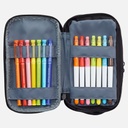 LIHIT LAB. Triple Zipper Pen Case Jet Black