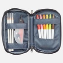 LIHIT LAB. Triple Zipper Pen Case Jet Black