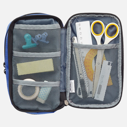 LIHIT LAB. Triple Zipper Pen Case Jet Black