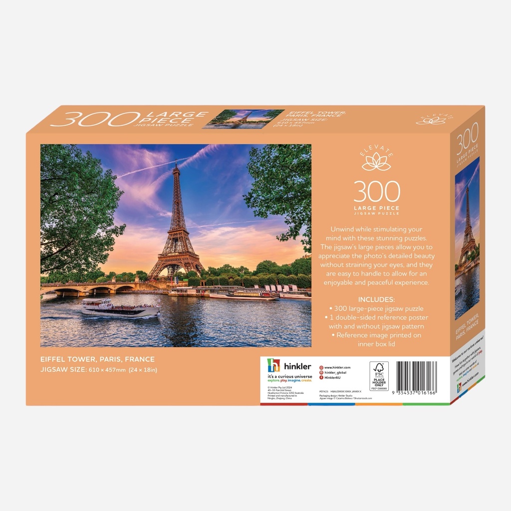 HINKLER Elevate Jigsaw Puzzle 300 Pieces - Eiffel Tower, Paris, France