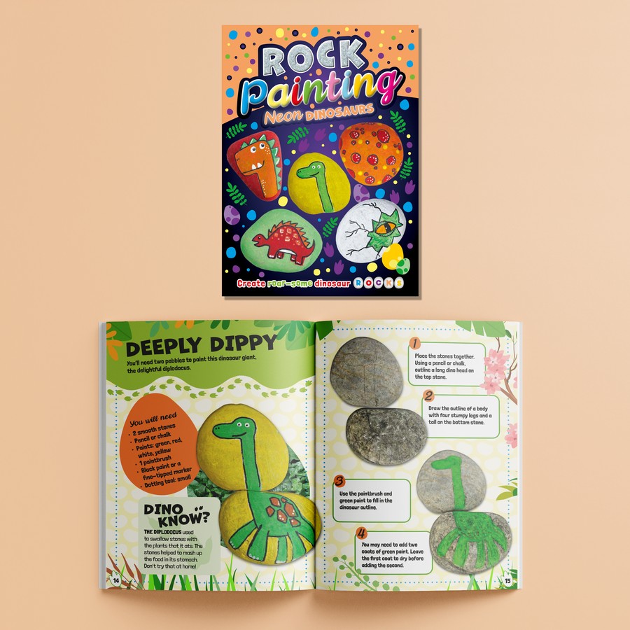 BOOKOLI Rock Painting Neon Dinosaurs