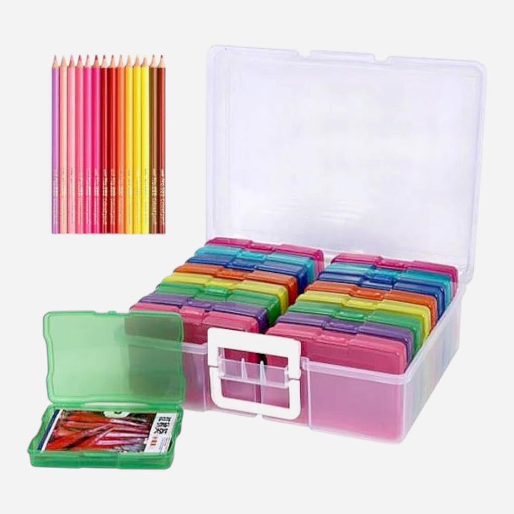 OVJ Plastic Storage Box Organiser With 16 Color Boxes (Best Use With Pencils & Pastels)
