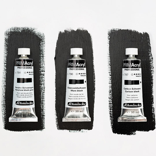 SCHMINCKE Primacryl Professional Acrylic Black 35ml Set x 3