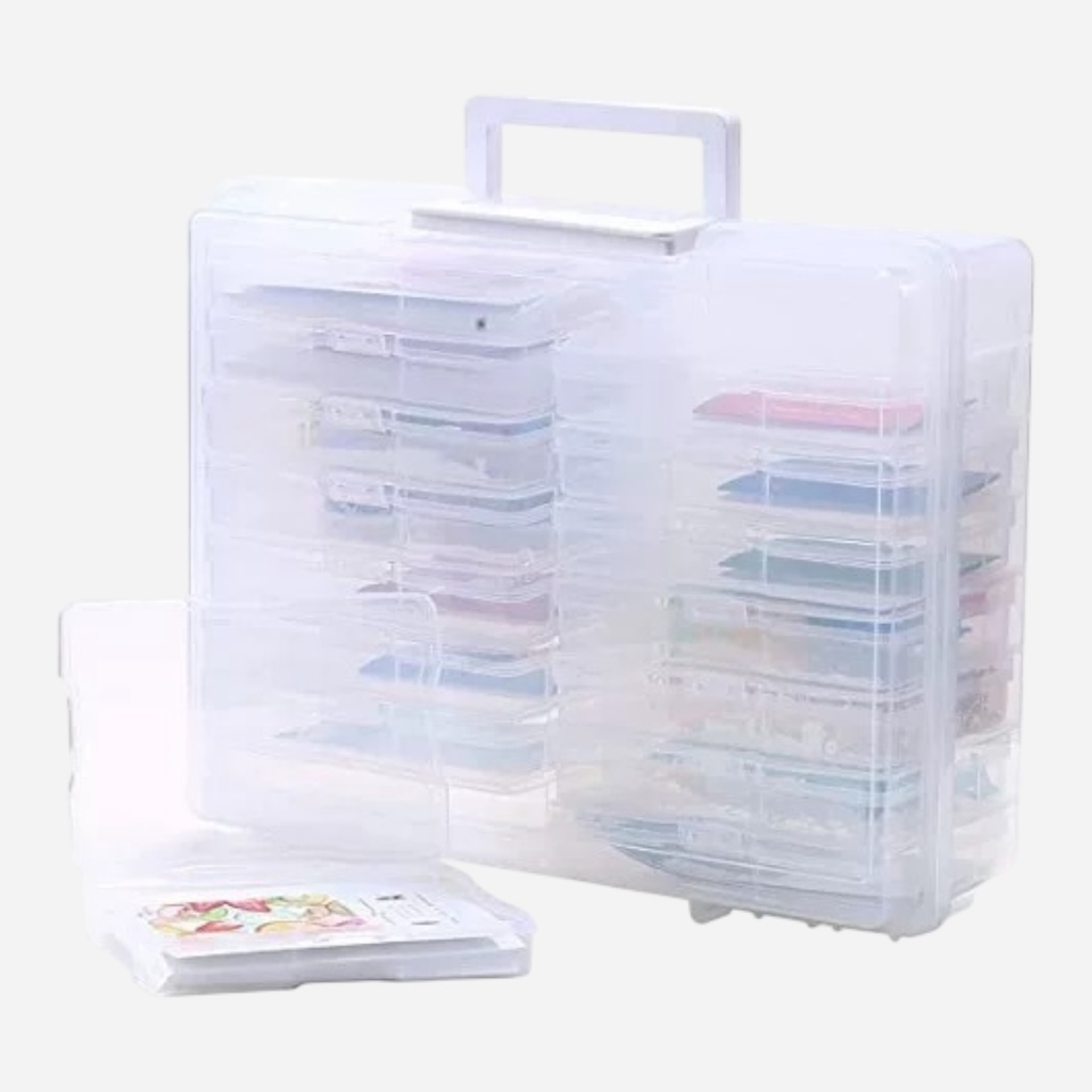 OVJ Plastic Storage Box Organiser With 16 Clear Boxes (Best Use With Pencils & Pastels)