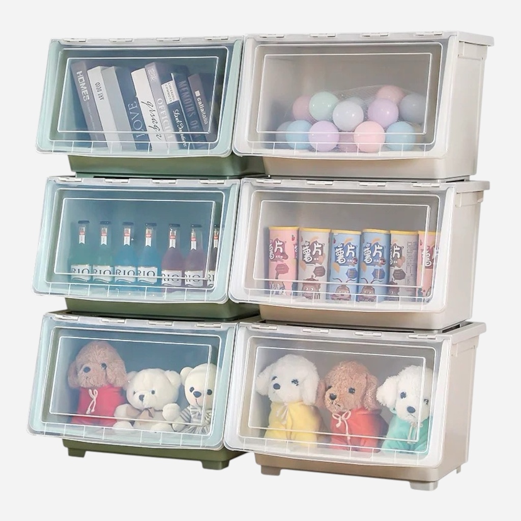 OVJ Flip-Door Stackable Storage Box Nordic Gray Large