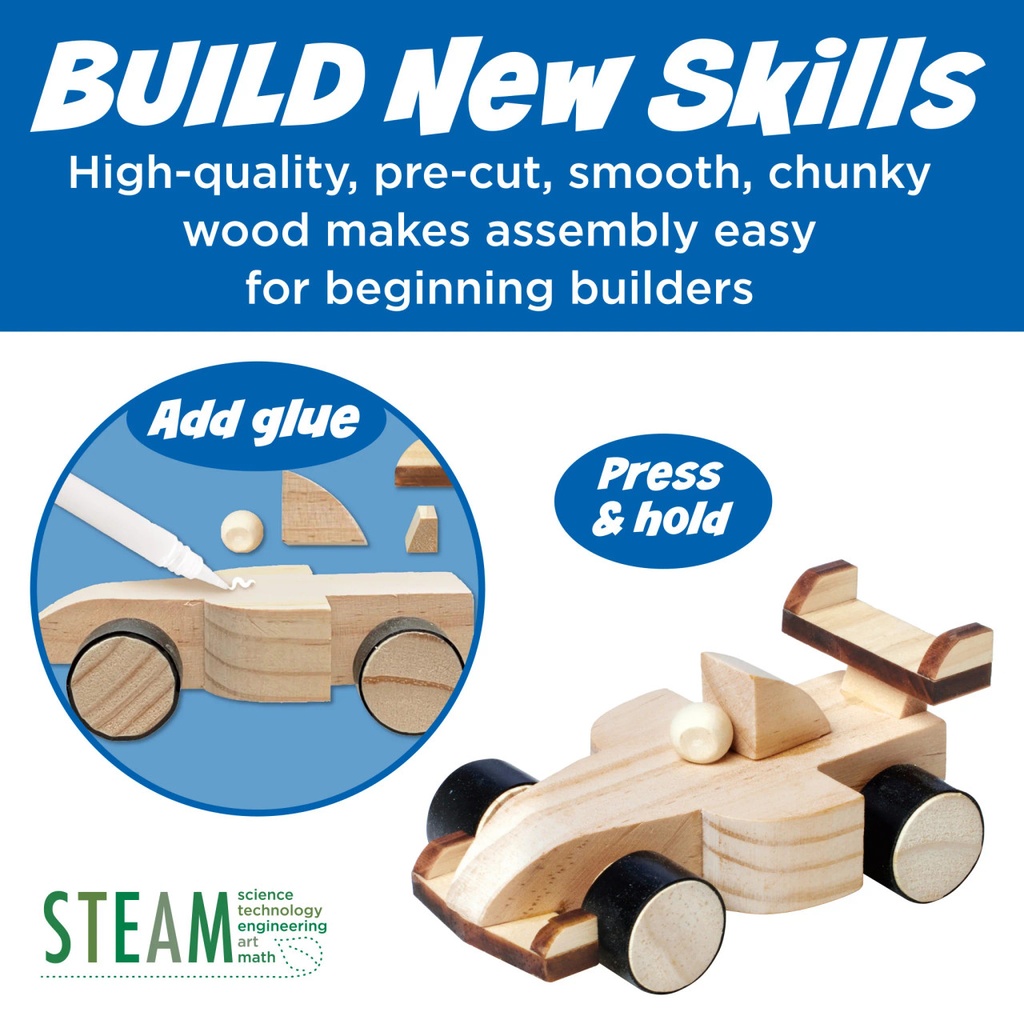 FABER-CASTELL Creativity For Kids Buildeez! Easy Wooden Model Set Blaze Race Car