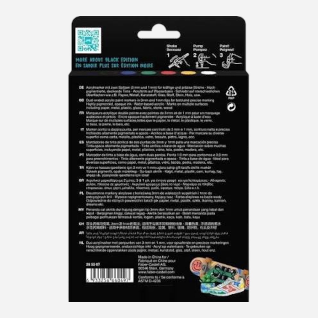 FABER-CASTELL Shake & Paint Acrylic Marker Set x 6