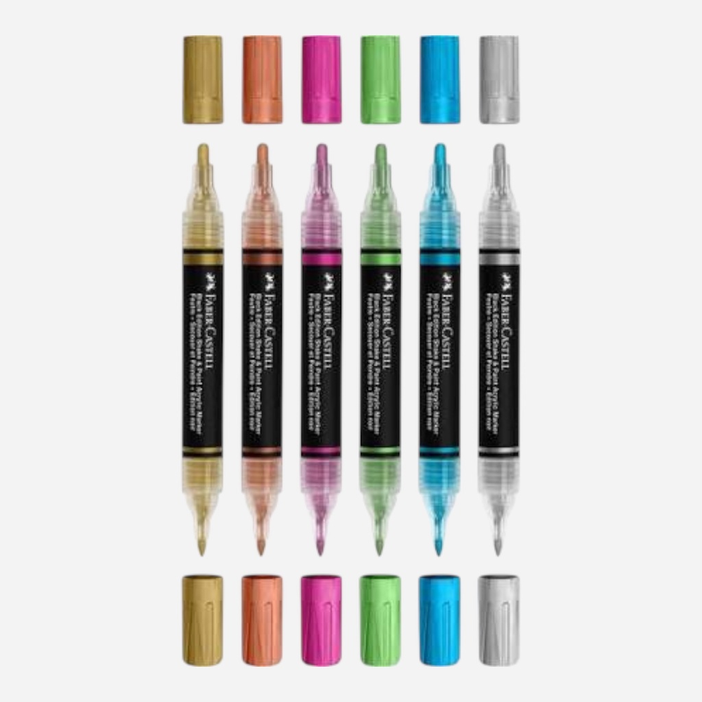 FABER-CASTELL Shake & Paint Acrylic Marker Metallic Set x 6