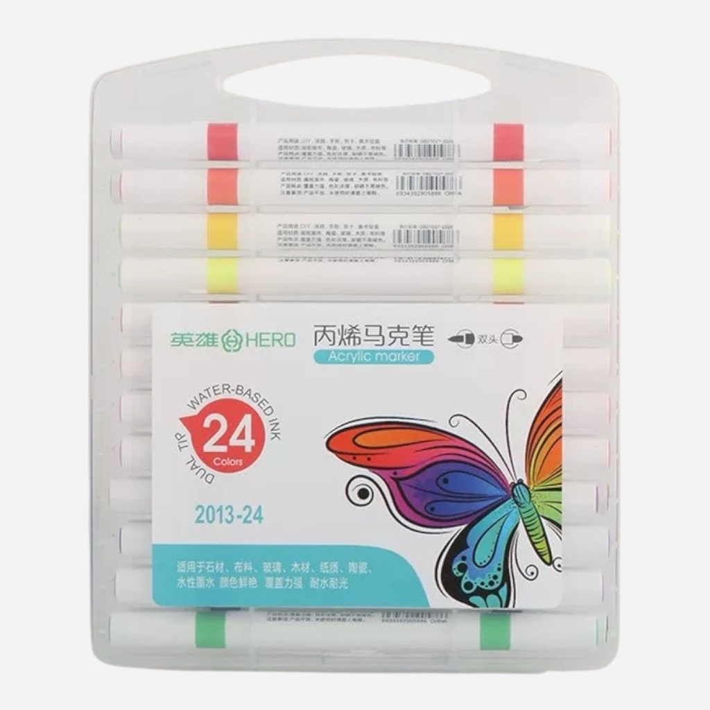 HERO Acrylic Paint Marker Twin Tip Set x 24