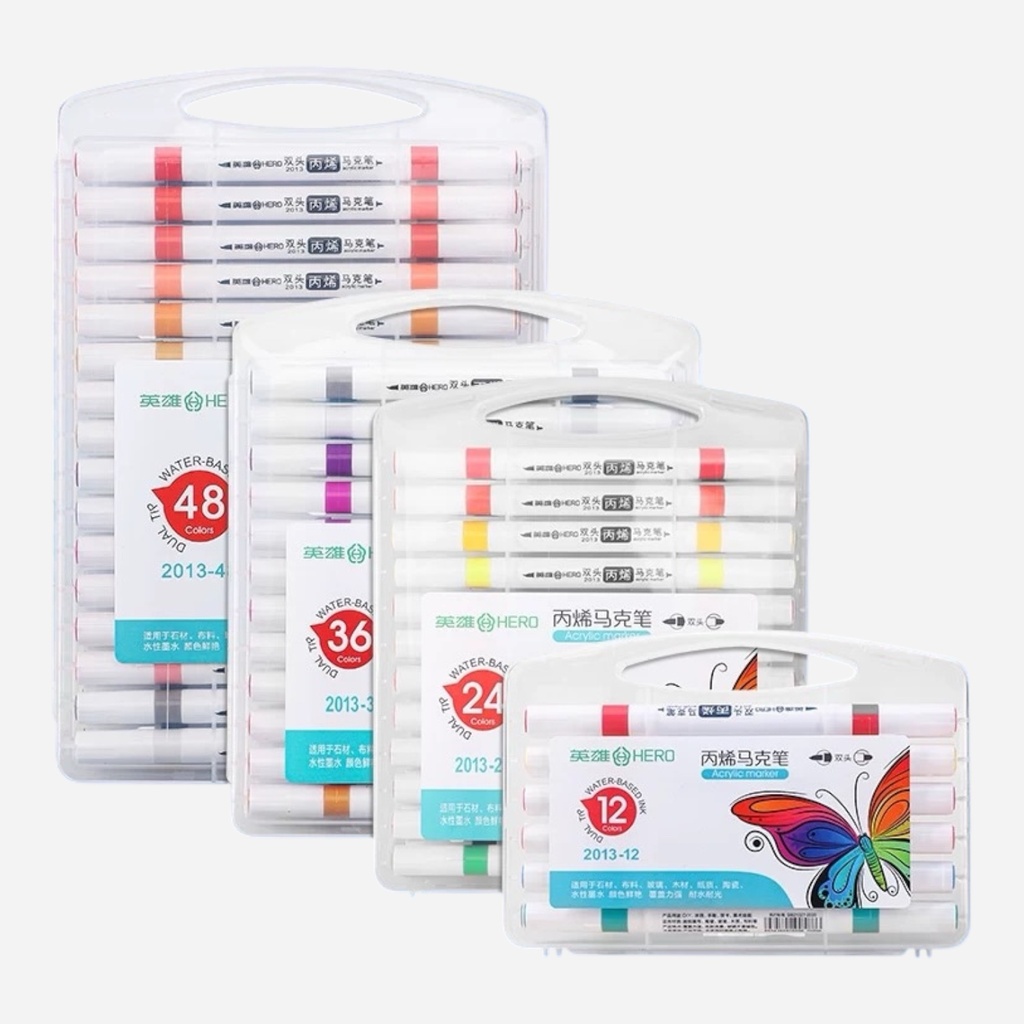 HERO Acrylic Paint Marker Twin Tip Set x 12