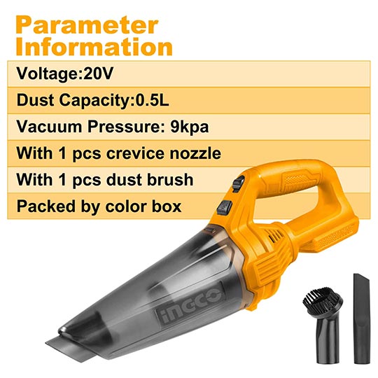 INGCO Handheld Vacuum Cleaner (Includes Battery & Charger)