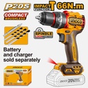 INGCO Compact Brushless Cordless Impact Drill (Battery & Charger Not Included)