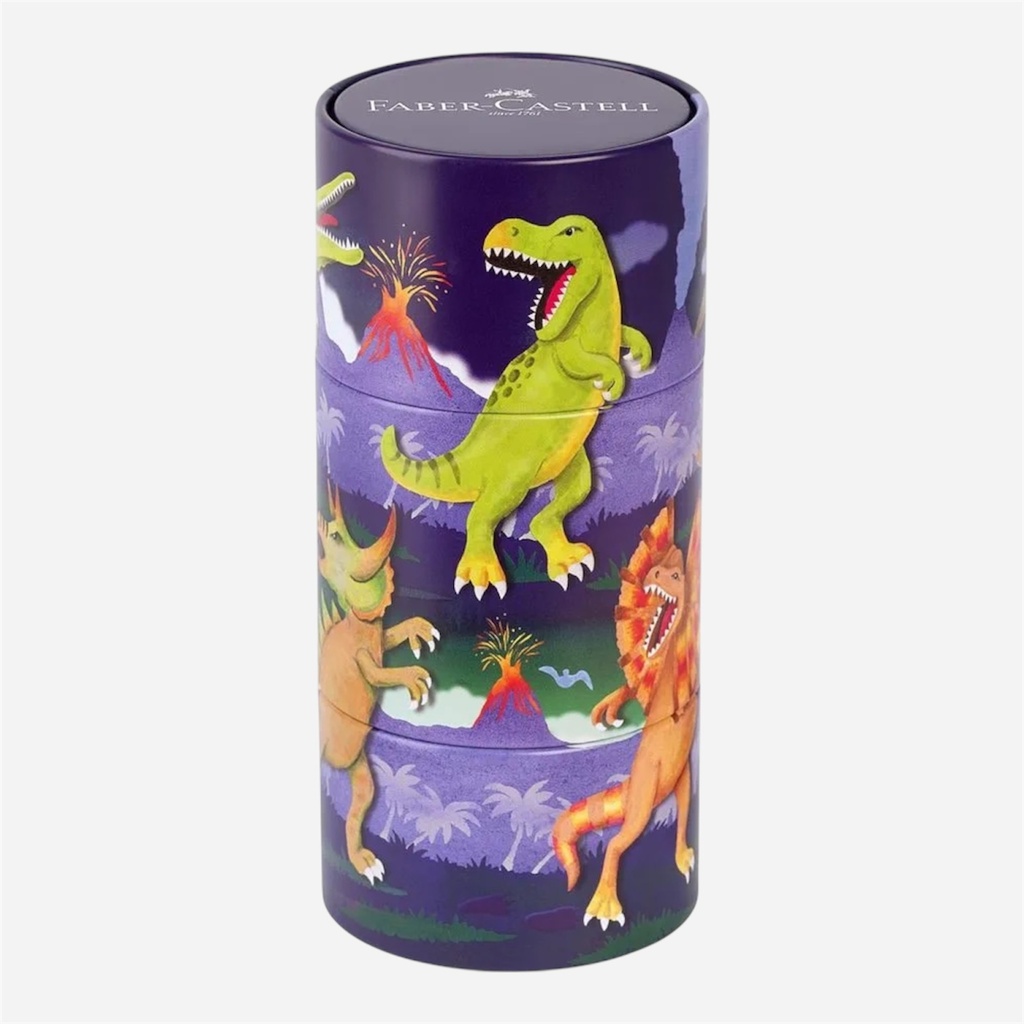 FABER-CASTELL Connector Felt Tip Pen Dinosaur Tin Set x 20