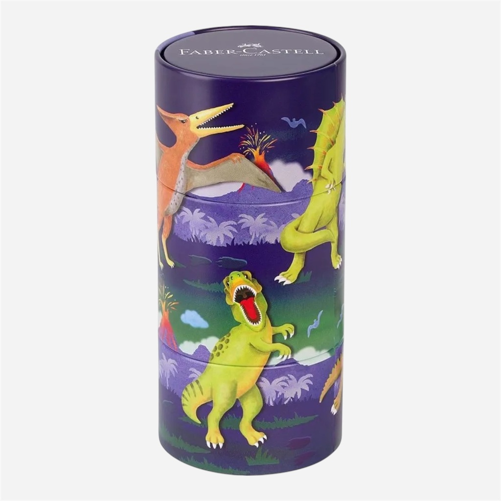 FABER-CASTELL Connector Felt Tip Pen Dinosaur Tin Set x 20