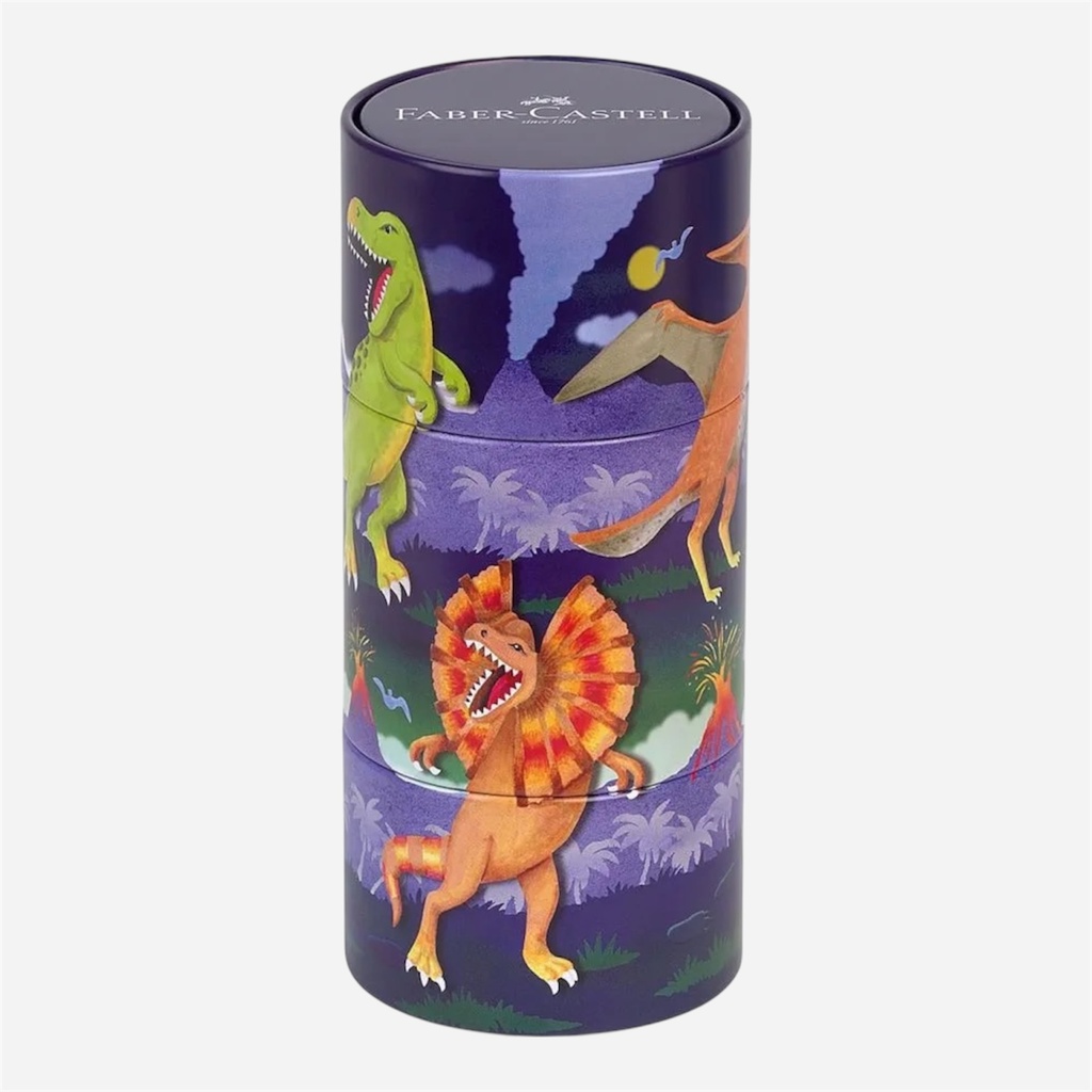 FABER-CASTELL Connector Felt Tip Pen Dinosaur Tin Set x 20