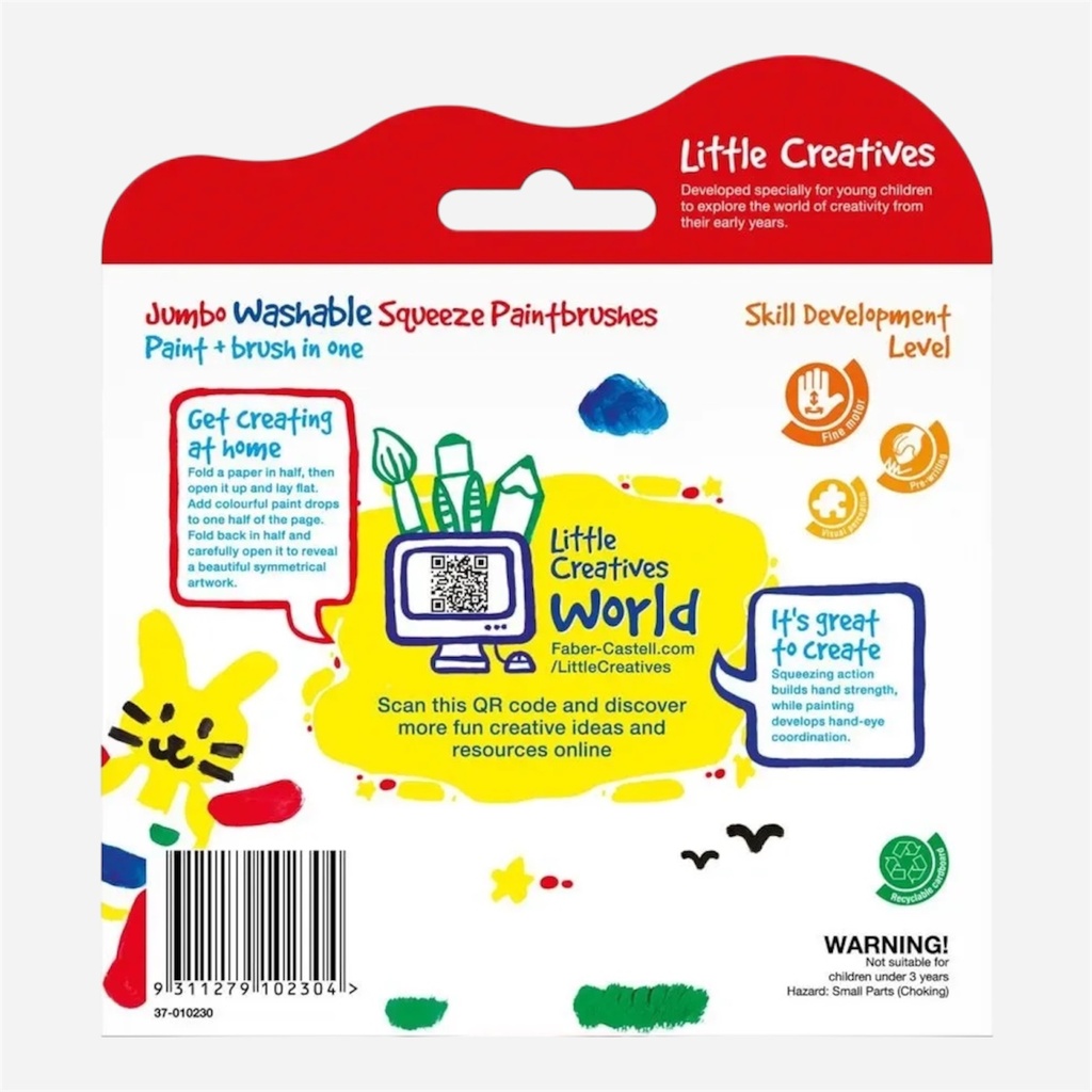 FABER-CASTELL Jumbo Washable Squeeze Paint Brush Set x 6