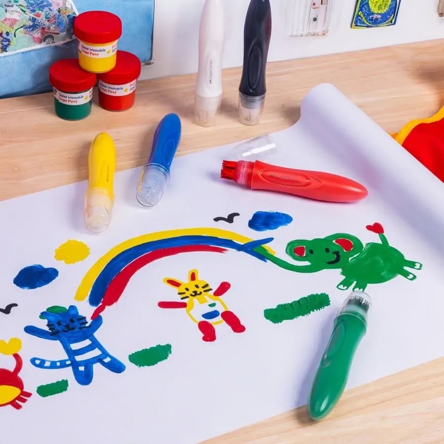 FABER-CASTELL Jumbo Washable Squeeze Paint Brush Set x 6