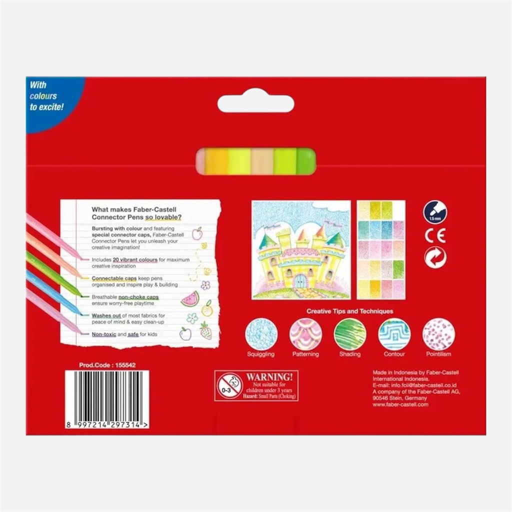FABER-CASTELL Connector Pen Pastel & Neon Set x 20