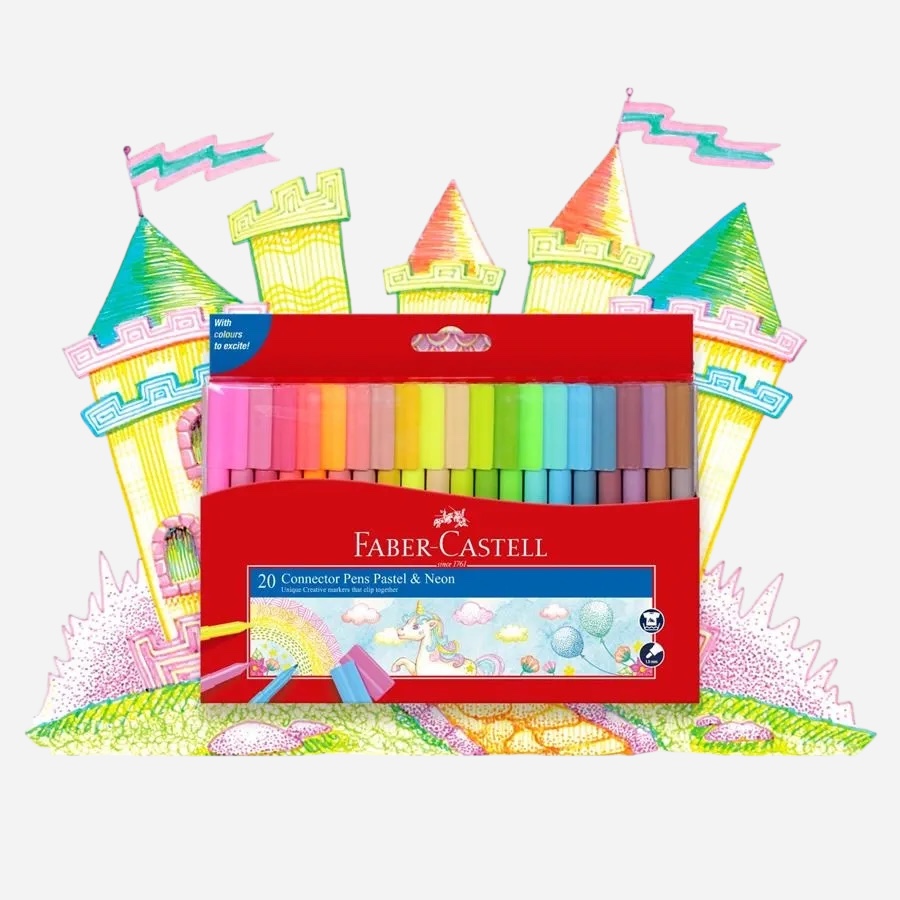 FABER-CASTELL Connector Pen Pastel & Neon Set x 20