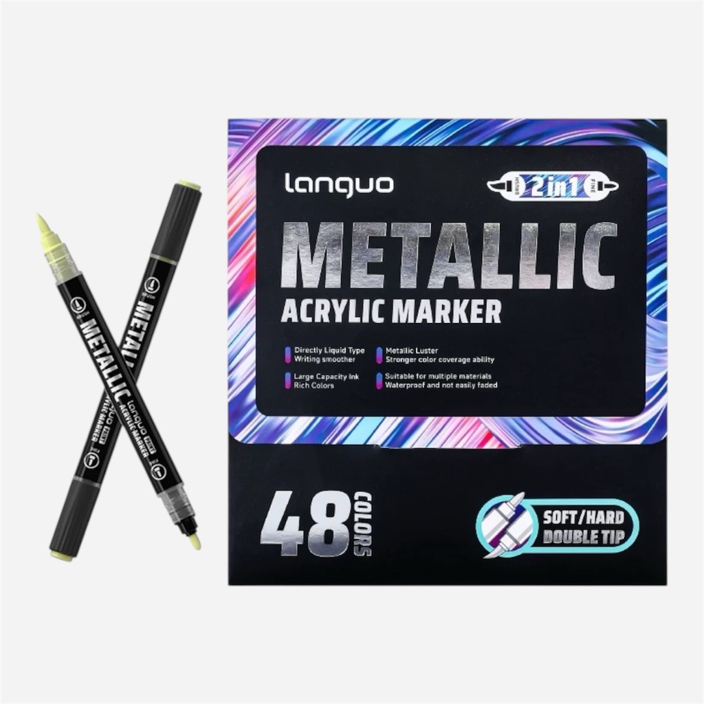OVJ Languo Acrylic Brush Marker Metallic Set x 48