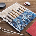 OVJ Bamboo Brush Roll For Long Brush Blue