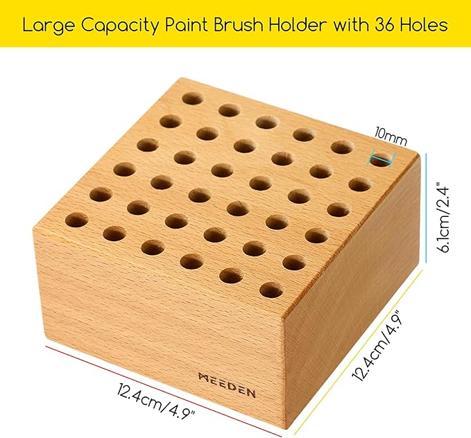 MEEDEN Beechwood Brush Holder 36-Hole