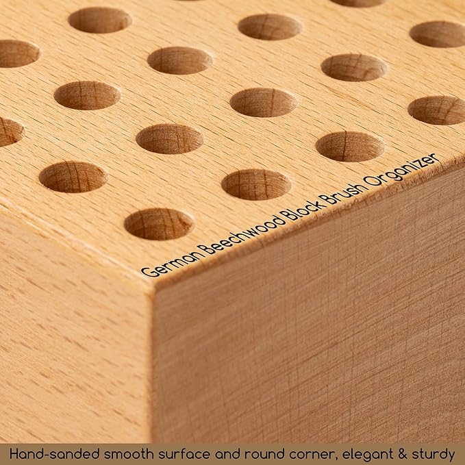 MEEDEN Beechwood Brush Holder 36-Hole