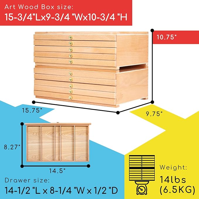 MEEDEN Beechwood Storage Box 10-Drawer