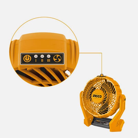 INGCO 3-Speed Head Rotating Fan (Battery & Charger Not Included)