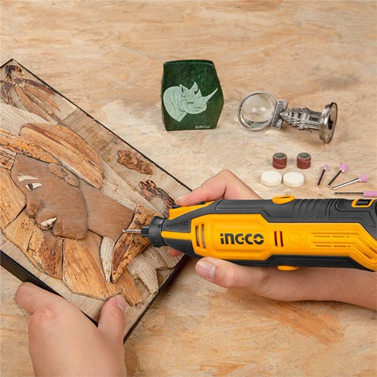 INGCO Mini Die Grinder 1/3" Collet With Variable Speed 130W (109 Accessories Included)