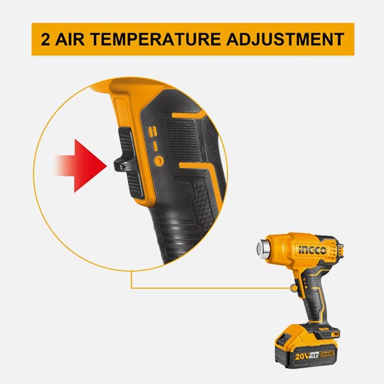 INGCO 20V Li-Ion Heat Gun 300/550°C 1X4.0AH + Charger & Case