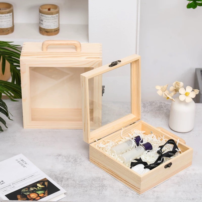 OVJ Diorama Pine Wood Box With Slide Cover 8cm x 20cm x 20cm